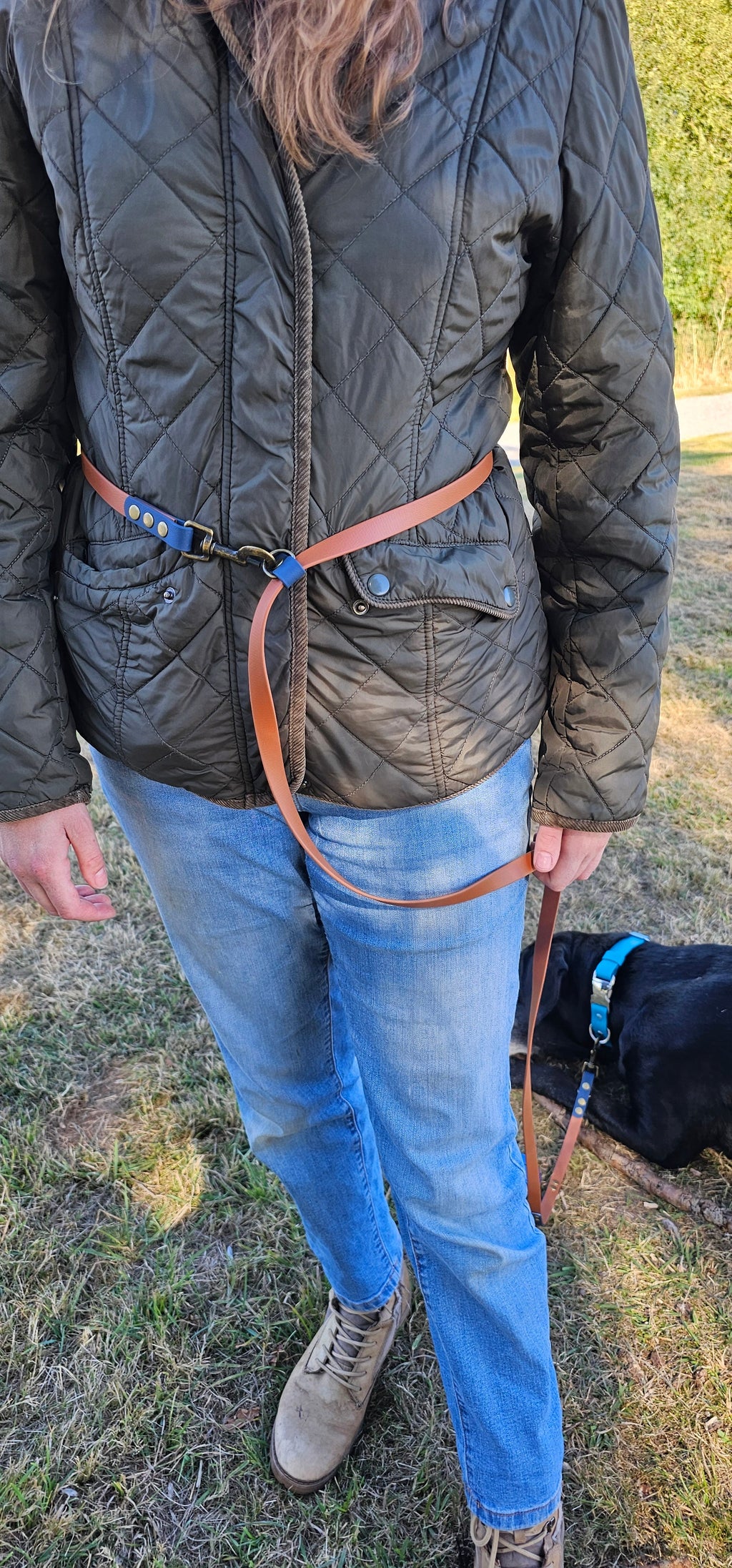 Dark Green & Sage - Waterproof BioThane© handsfree Dog Training Lead