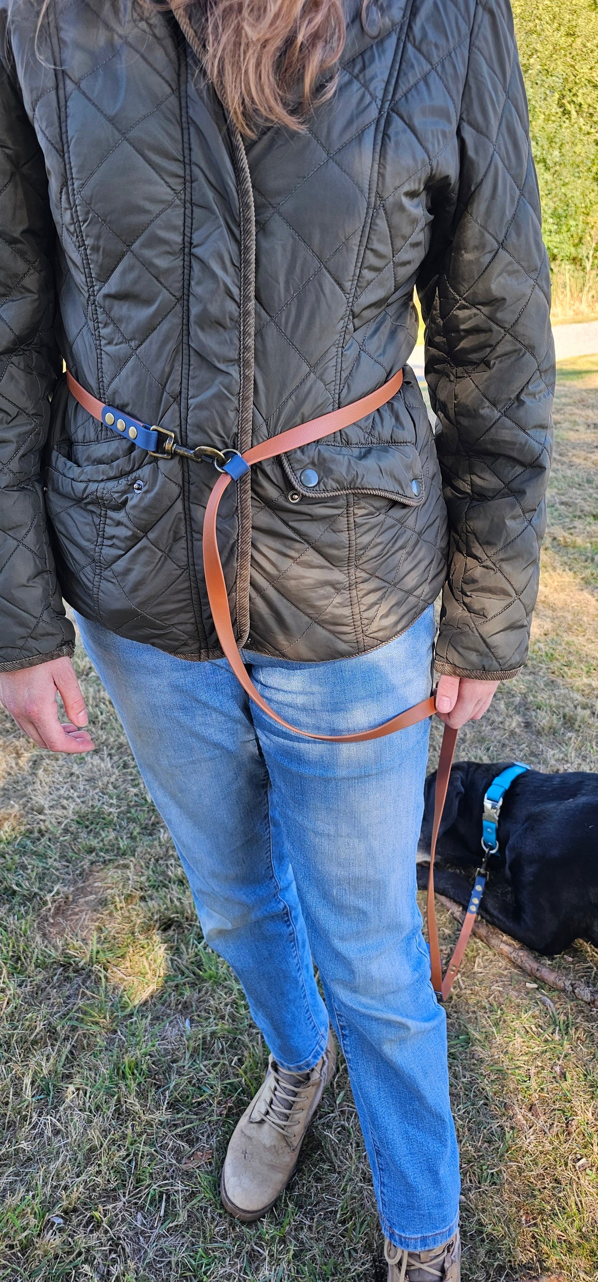 Burgundy & Baby Pink - Waterproof BioThane© handsfree Dog Training Lead