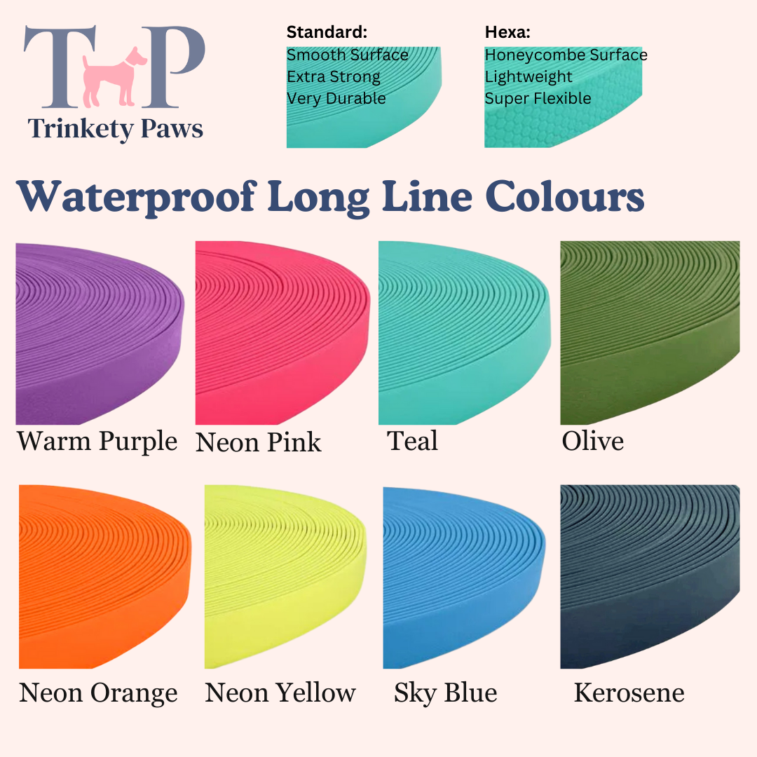 Neon Orange - Classic Waterproof Webbing Dog Long Line Lead